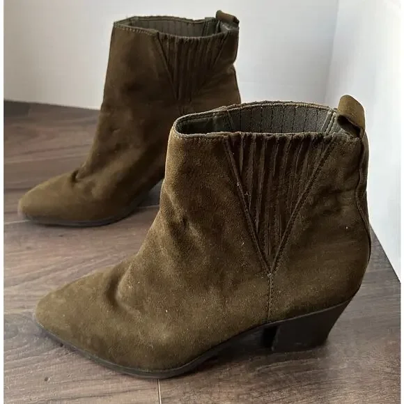 Esprit Brown Reina Pointed Toe Pull On Mid Calf Stacked Heel Boots Size 10 - Picture 5 of 11